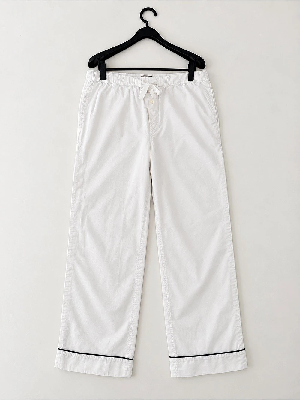 J.Crew Cotton Pajama Pants White Black Trim Size L.